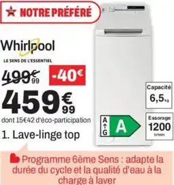 BUT WHIRLPOOL Lave-linge top offre