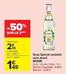 Carrefour Market MONIN Sirop Spécial cocktails sans alcool offre