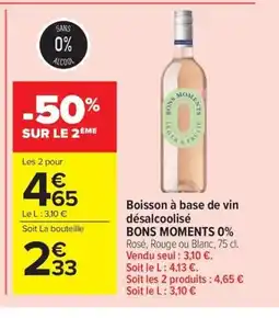 Carrefour Market BONS MOMENTS Boisson à base de vin désalcoolisé offre
