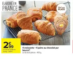 Carrefour Market 4 croissants + 4 pains au chocolat pur beurre offre