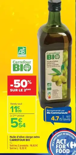 Carrefour Market CARREFOUR BIO Huile d'olive vierge extra offre