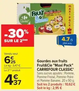 Carrefour Market CARREFOUR CLASSIC Gourdes aux fruits Fruit&Cie Maxi Pack offre