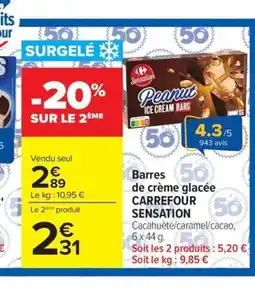 Carrefour Market CARREFOUR SENSATION Barres de crème glacée offre
