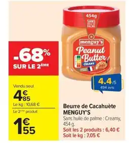 Carrefour Market MENGUY'S Beurre de Cacahuète offre