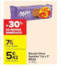 Carrefour Market MILKA Biscuits Choco Suprême Lot x 3 offre