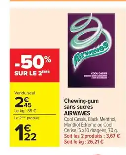 Carrefour Market AIRWAVES Chewing-gum sans sucres offre