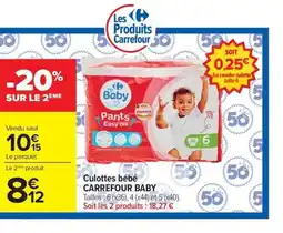 Carrefour Market CARREFOUR BABY Culottes bébé offre