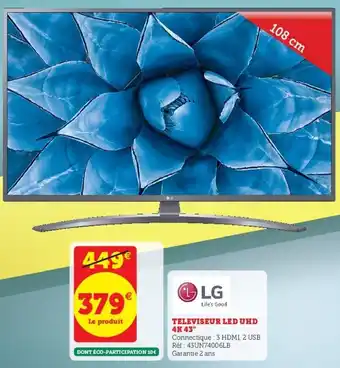 Super U Televiseur LED UHD 4K 43" offre