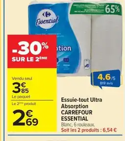 Carrefour Market CARREFOUR ESSENTIAL Essuie-tout Ultra Absorption offre