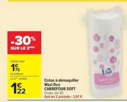 Carrefour Market CARREFOUR SOFT Coton à démaquiller Maxi Duo offre