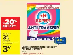 Carrefour Market CARREFOUR EXPERT Lingettes anti-transfert de couleurs offre