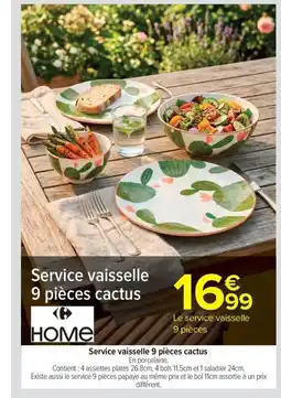 Carrefour Market Service vaisselle 9 pièces cactus offre