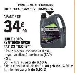 E.Leclerc HUILE 100% SYNTHÈSE 5W30 FAP C3 TECH9 offre