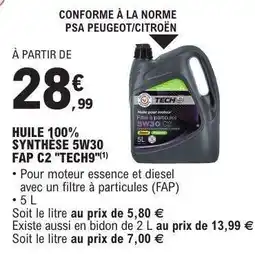 E.Leclerc HUILE 100% SYNTHÈSE 5W30 FAP C2 TECH9 offre