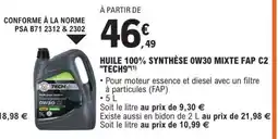 E.Leclerc HUILE 100% SYNTHÈSE 0W30 MIXTE FAP C2 TECH9 offre