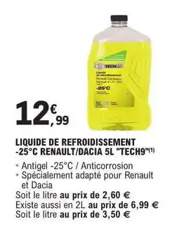 E.Leclerc LIQUIDE DE REFROIDISSEMENT -25°C RENAULT/DACIA 5L TECH9 offre