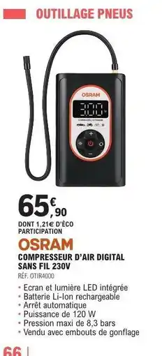 E.Leclerc OSRAM Compresseur d'air digital sans fil 230V offre