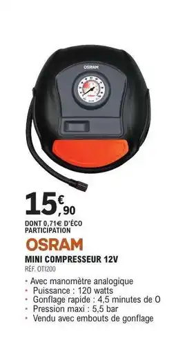 E.Leclerc OSRAM MINI COMPRESSEUR 12V offre