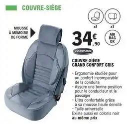 E.Leclerc COUVRE-SIÈGE GRAND CONFORT GRIS offre