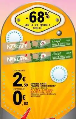 E.Leclerc Capsules de café Nescafé Farmers Origins offre