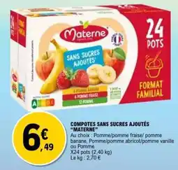 E.Leclerc COMPOTES SANS SUCRES AJOUTÉS MATERNE offre