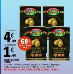 E.Leclerc OLIVES FARCIÉS IDOIA offre