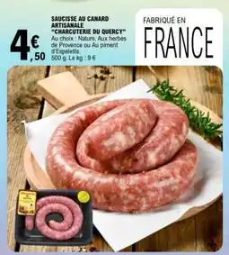 E.Leclerc SAUCISSE AU CANARD ARTISANALE “CHARCUTERIE DU QUERCY” offre