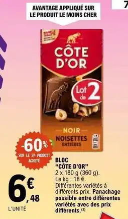 E.Leclerc Côte d'Or Noir Noisettes Entières offre