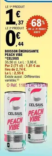 E.Leclerc Boisson Énergisante Peach Vibe “Celsius” offre