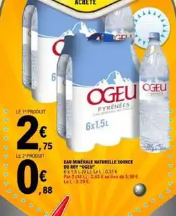 E.Leclerc Eau Minérale Naturelle Source du Roy 'Ogeu' offre
