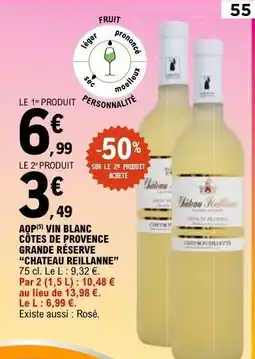 E.Leclerc AOP Vin Blanc Côtes de Provence Grande Réserve 'Chateau Reillanne' offre