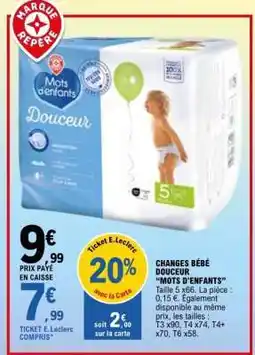E.Leclerc Changes Bébé Douceur 'Mots d'Enfants' offre