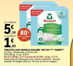 E.Leclerc TABLETTES LAVE-VAISSELLE ECOLABEL TOUT EN 1 “RAINETT” offre