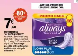 E.Leclerc INCONTINENCE “ALWAYS DISCREET” offre