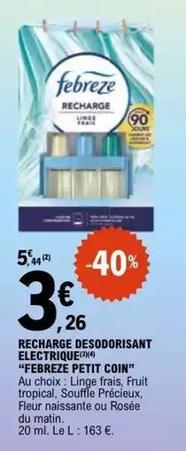E.Leclerc RECHARGE DESODORISANT ELECTRIQUE offre