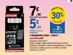 E.Leclerc 4 MARQUEURS CRAIE CHALK offre