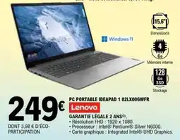 E.Leclerc PC PORTABLE IDEAPAD 1 82LX00GWFR offre