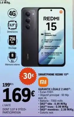 E.Leclerc Smartphone Redmi 15 offre