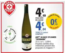 E.Leclerc AOP ALSACE SYLVANER 'REBAMNN' offre