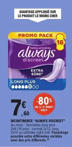 E.Leclerc INCONTINENCE “ALWAYS DISCREET” offre