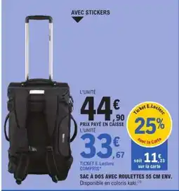 E.Leclerc SAC À DOS AVEC ROULETTES 55 CM ENV offre