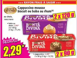Norma Bonta divina cappuccino mousse biscuit offre