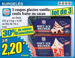 Norma Riva 3 coupes glacées vanille coulis fraise ou cacao offre