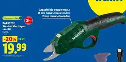 Lidl PARKSIDE Sécateur électrique sans fil offre