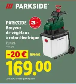Lidl PARKSIDE Broyeur de végétaux à rotor électrique offre