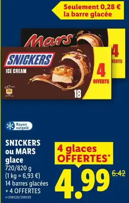 Lidl Snickers snickers ou mars glace offre