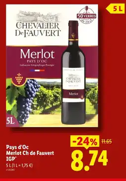 Lidl Chevalier de fauvert pays d'oc merlot igp offre