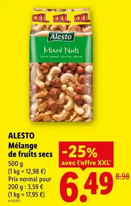 Lidl Alesto mélange de fruits secs offre