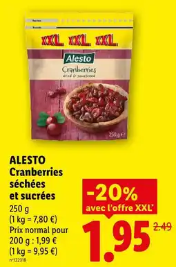 Lidl Alesto cranberries séchées et sucrées offre