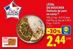 Lidl L'étal du boucher émincés de porc au curry offre